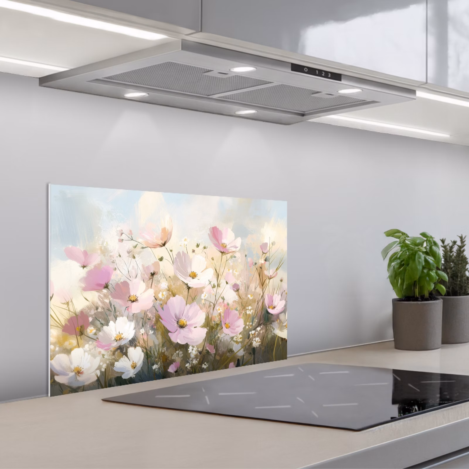 Fond de hotte - Champ de fleurs - Teintes claires - Peintures — 1