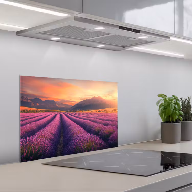 Fond de hotte - Champ de lavande - Coucher de soleil - Violet — 1