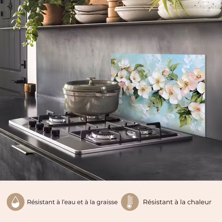 Fond de hotte - Fleur - Feuilles - Bleu clair — 2