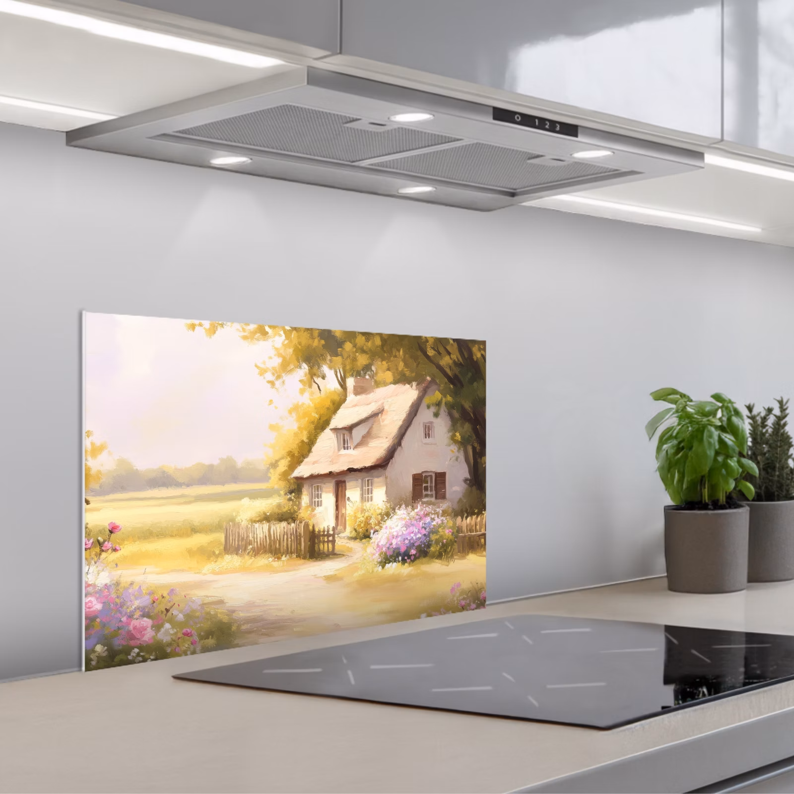 Fond de hotte - Chalet - Bois - Fleurs — 1