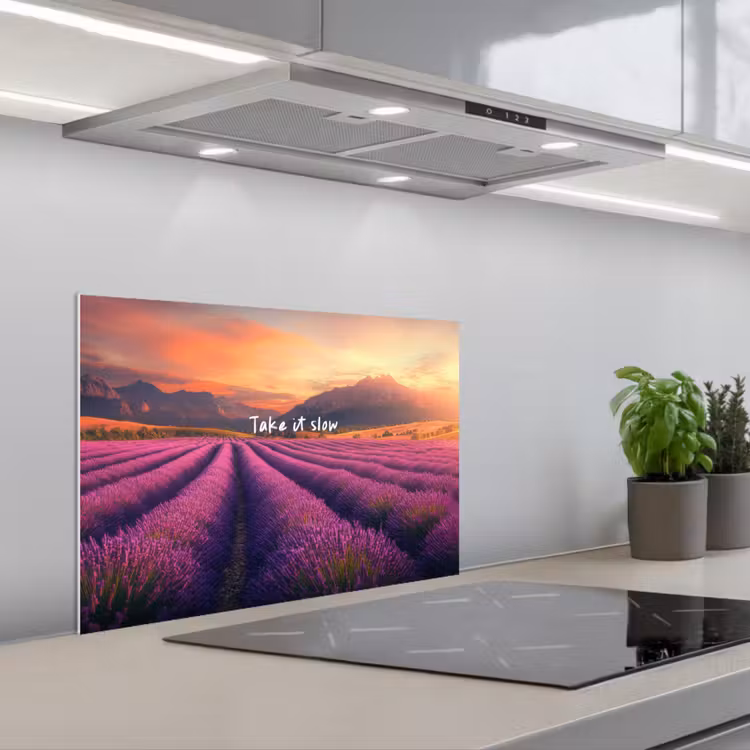 Fond de hotte - Champ de lavande - Citation - Coucher de soleil — 1