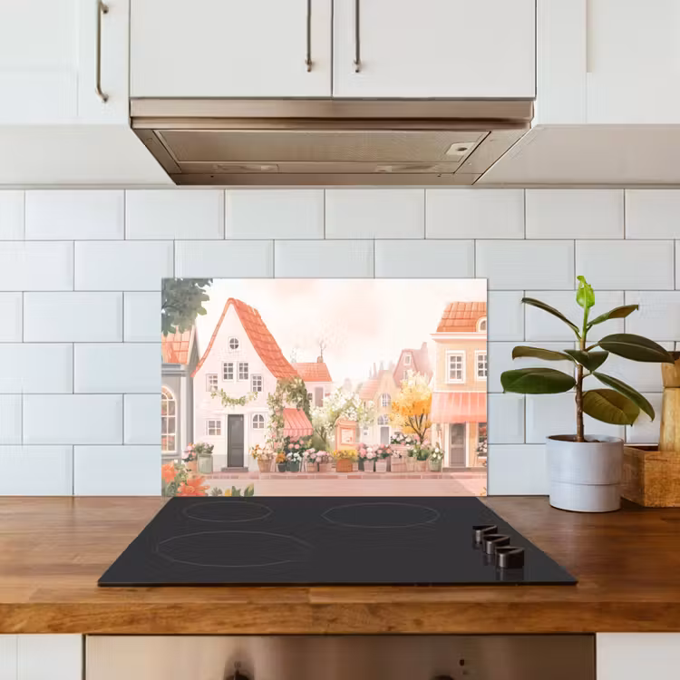 Fond de hotte - Fleurs - Maisons - Village — 3