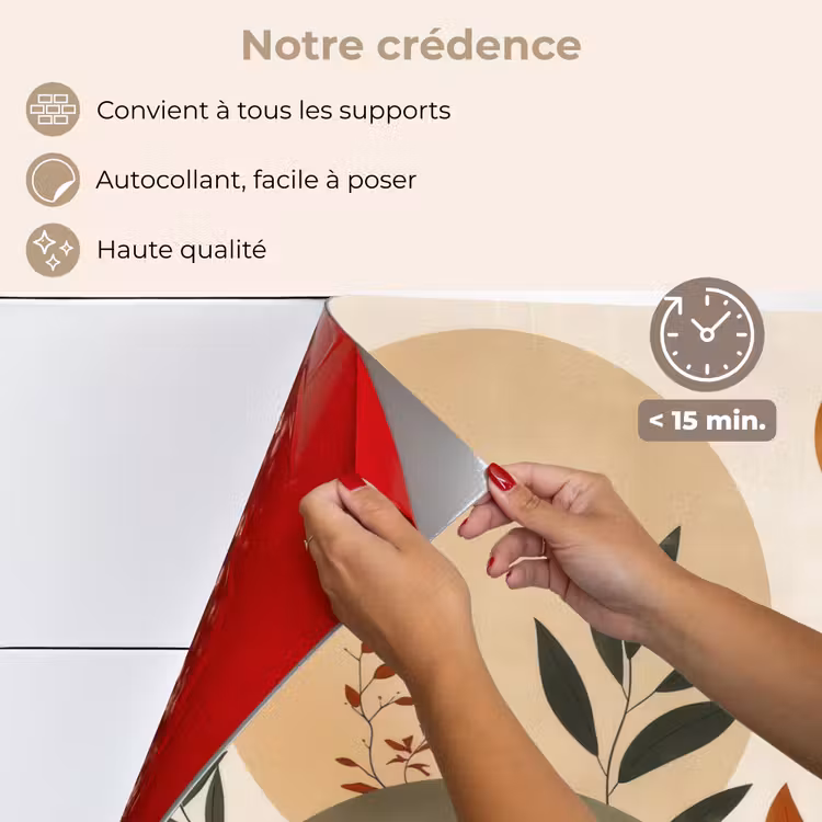 Fond de hotte - Formes - Rondes - Feuilles - Beige — 4