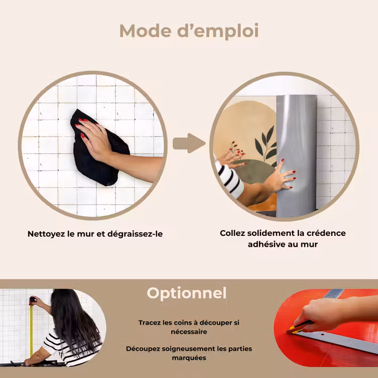Fond de hotte - Formes - Rondes - Feuilles - Beige — 6
