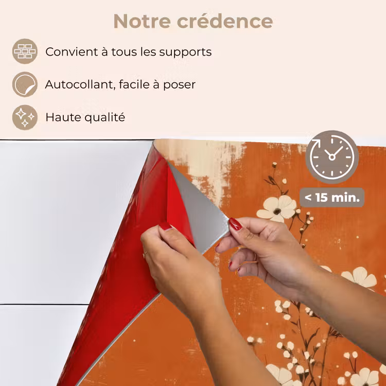 Fond de hotte - Fleurs - Blanc - Subtil - Couleur rouille — 4