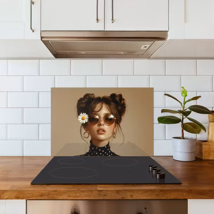 Fond de hotte - Femme - Beige - Fleur - Moderne - Portrait — 3