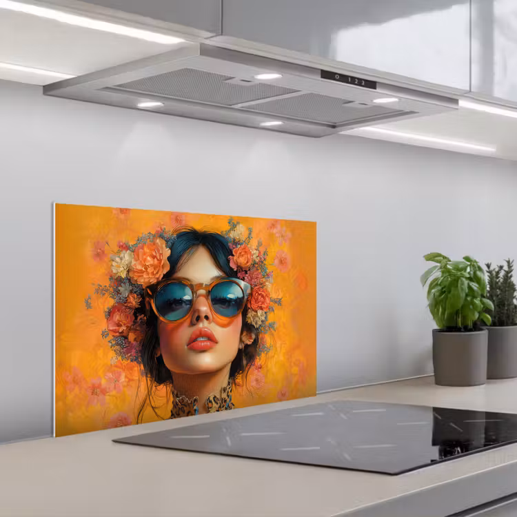 Fond de hotte - Femme - Fleurs - Esthétique - Orange — 1