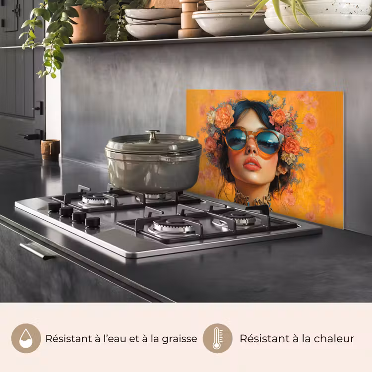 Fond de hotte - Femme - Fleurs - Esthétique - Orange — 2