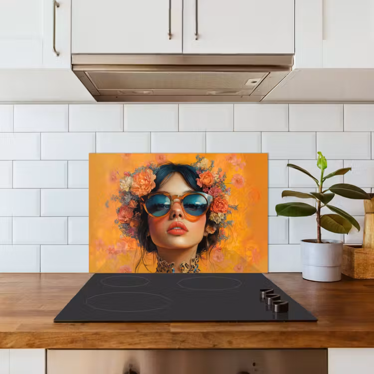 Fond de hotte - Femme - Fleurs - Esthétique - Orange — 3