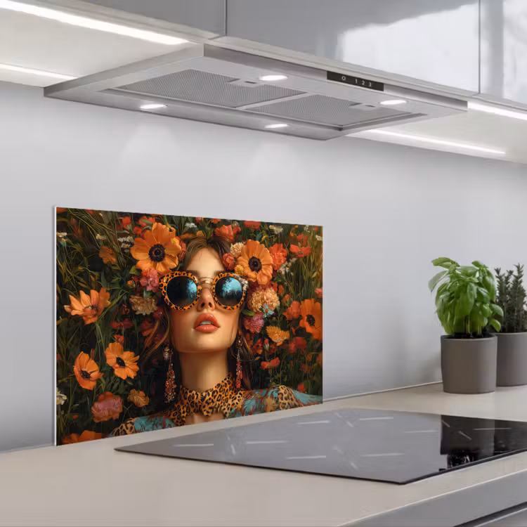 Fond de hotte - Femmes - Fleurs - Moderne - Lunettes - Abstrait — 1