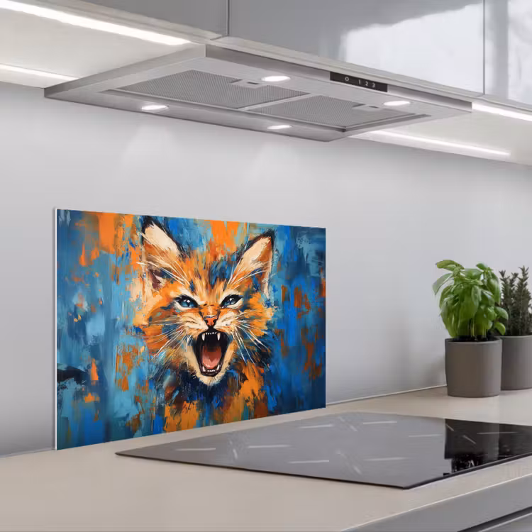 Fond de hotte - Chat - Coloré - Orange - Bleu — 1