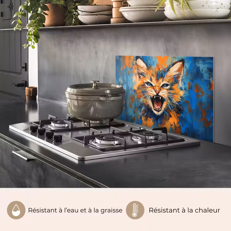 Fond de hotte - Chat - Coloré - Orange - Bleu — 2