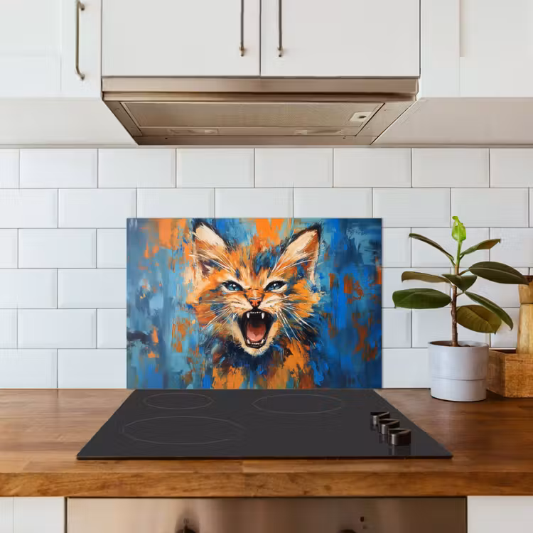 Fond de hotte - Chat - Coloré - Orange - Bleu — 3