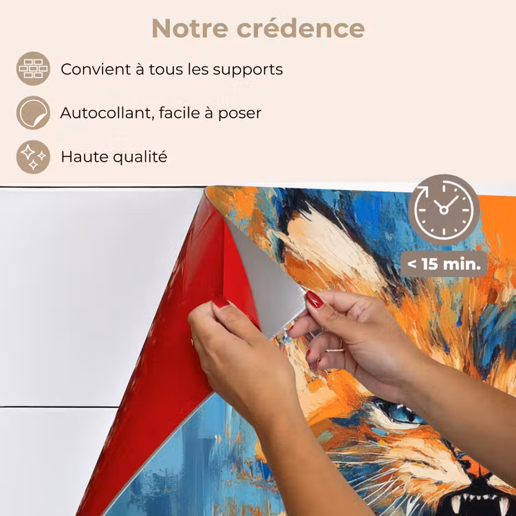 Fond de hotte - Chat - Coloré - Orange - Bleu — 4
