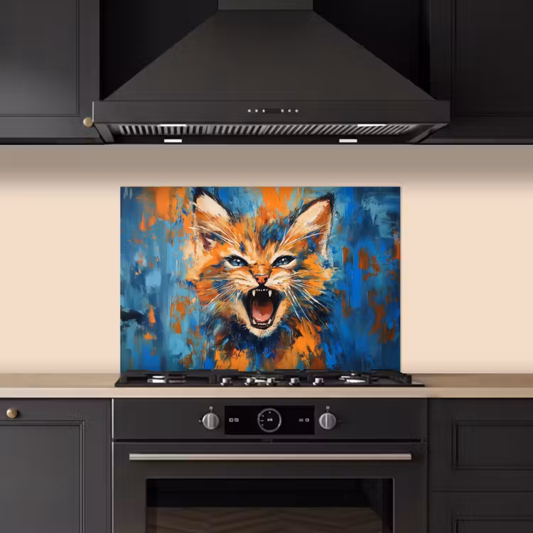 Fond de hotte - Chat - Coloré - Orange - Bleu — 5