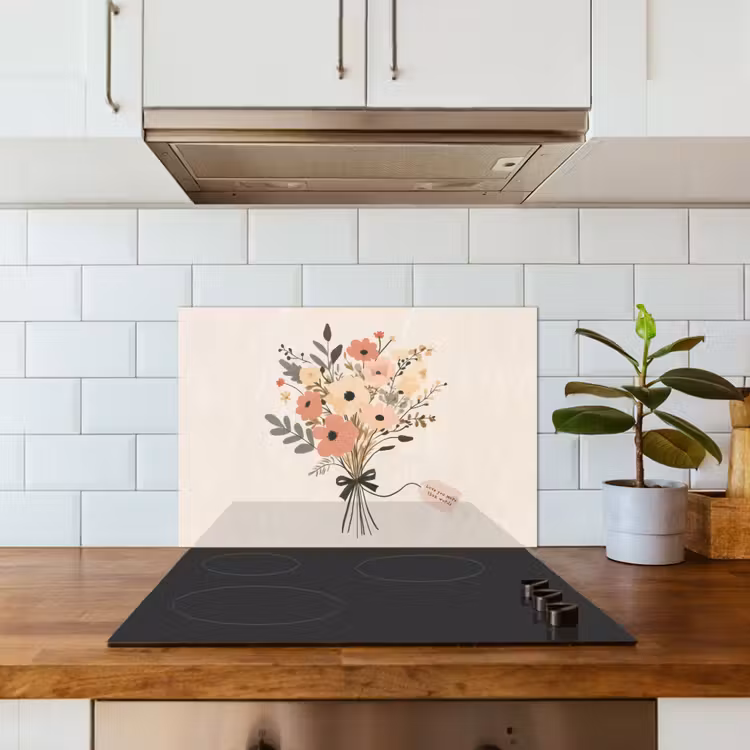 Fond de hotte - Fleurs - Citation - Beige - Ruban — 3