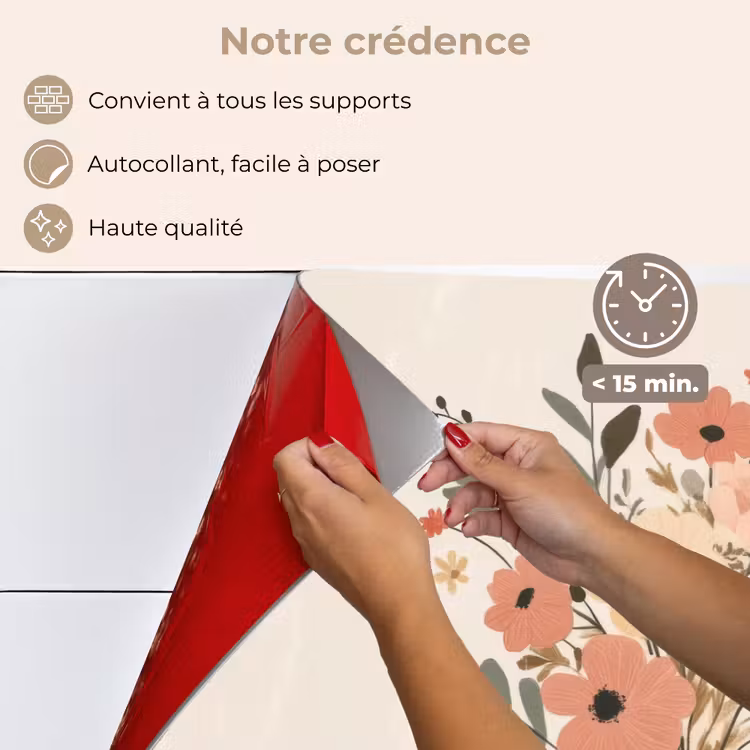 Fond de hotte - Fleurs - Citation - Beige - Ruban — 4