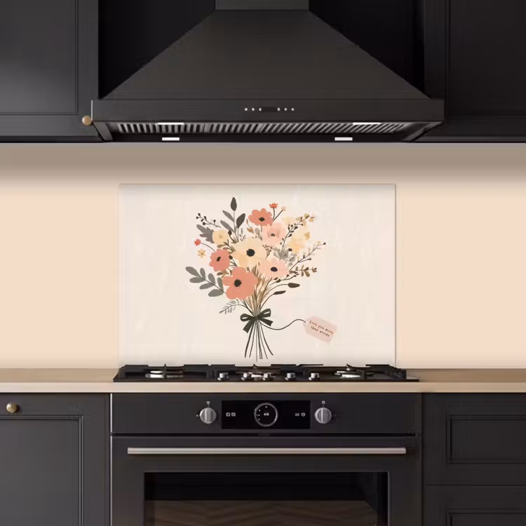 Fond de hotte - Fleurs - Citation - Beige - Ruban — 5