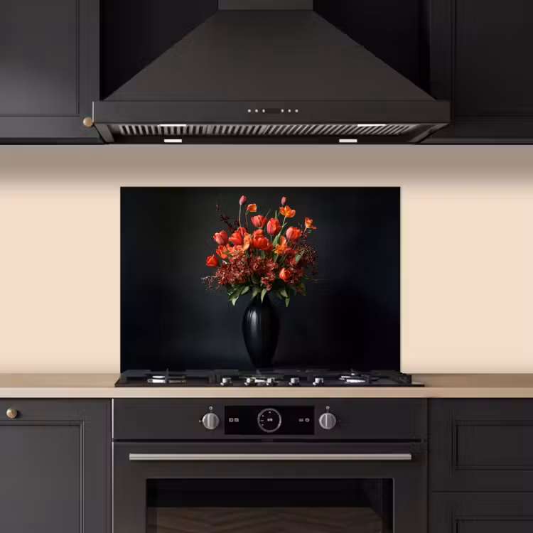 Fond de hotte - Bouquet - Tulipes - Vase - Rouge — 5
