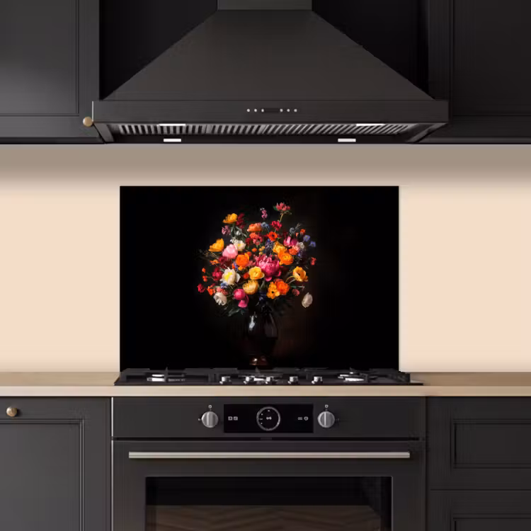 Fond de hotte - Coloré - Bouquet - Vase - Marron foncé — 5