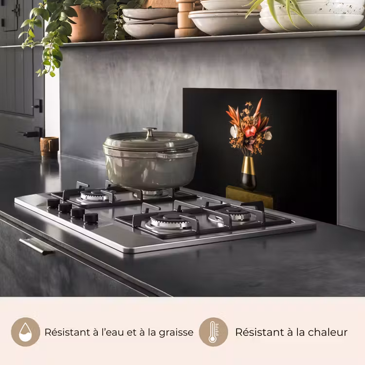 Fond de hotte - Exotique - Bouquet - Vase - Or — 2