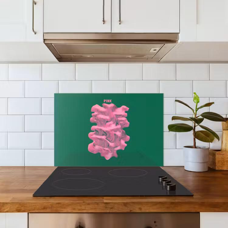 Fond de hotte - Abstrait - Rose - Lignes - Vert — 3