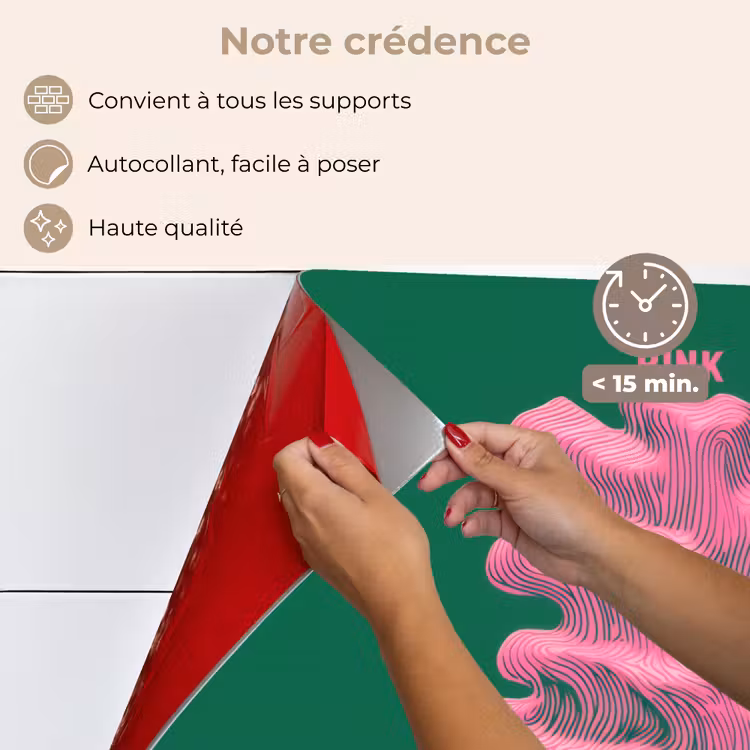 Fond de hotte - Abstrait - Rose - Lignes - Vert — 4