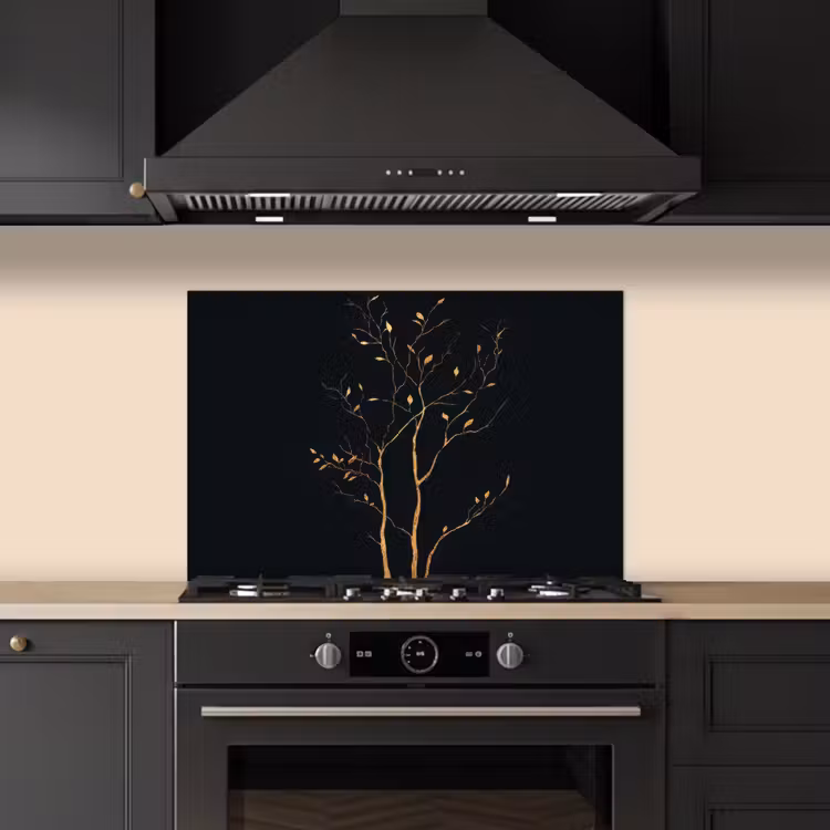Fond de hotte - Branches - Feuilles - Noir — 5