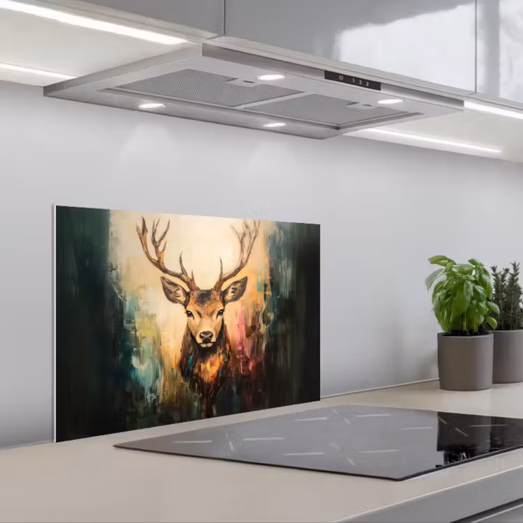 Fond de hotte - Cerf - peint - bois - brun — 1