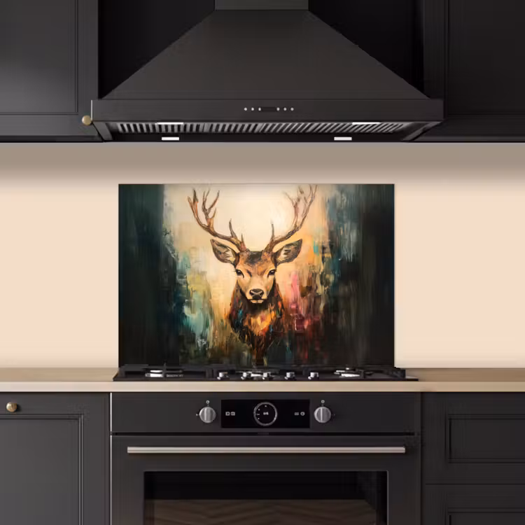 Fond de hotte - Cerf - peint - bois - brun — 5