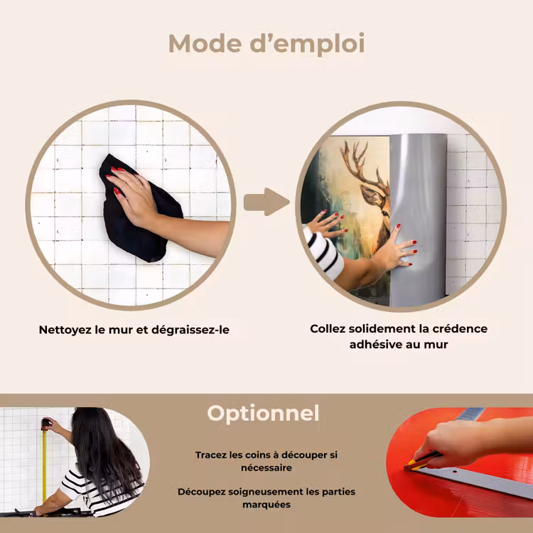 Fond de hotte - Cerf - peint - bois - brun — 6