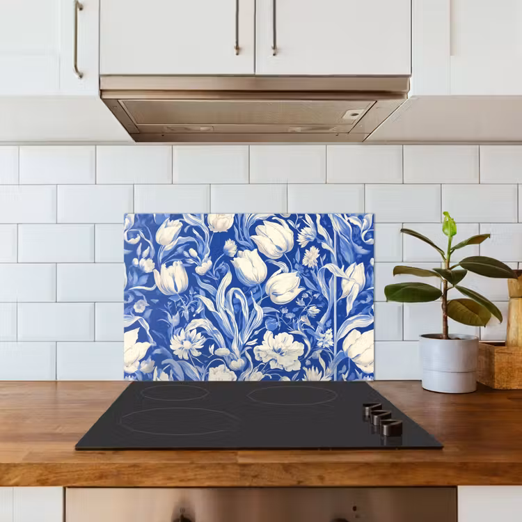 Fond de hotte - Fleurs - Bleu de Delft - Motif - Tulipe — 3