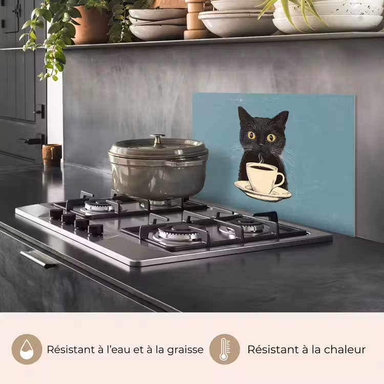 Fond de hotte - Chat - Noir - Café - Minimaliste — 2