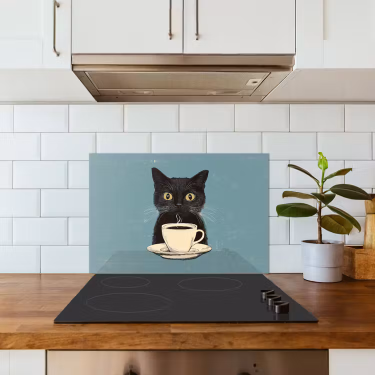 Fond de hotte - Chat - Noir - Café - Minimaliste — 3