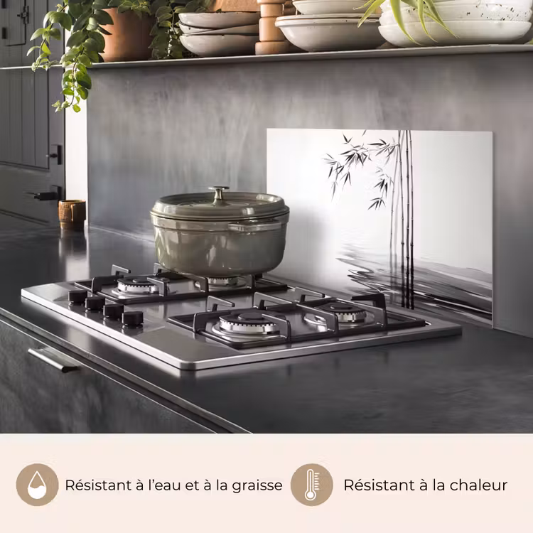 Fond de hotte - Bûches en bambou - Eau - Minimaliste - Blanc — 2