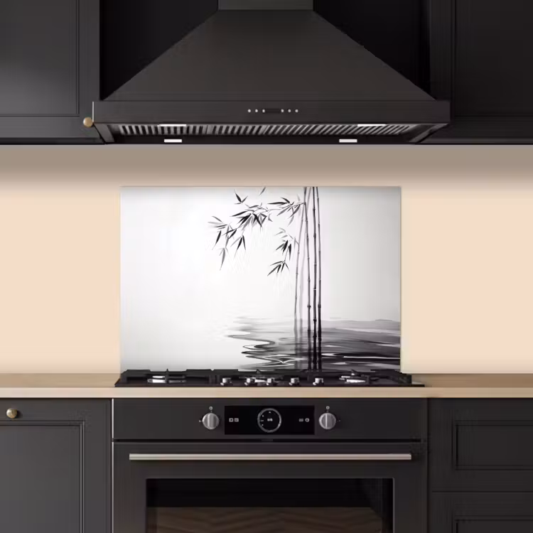 Fond de hotte - Bûches en bambou - Eau - Minimaliste - Blanc — 5