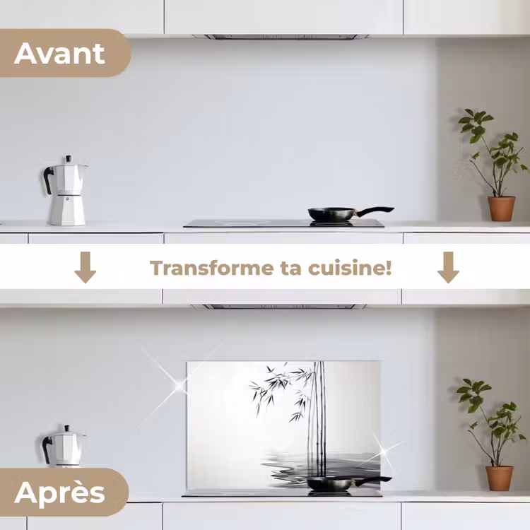 Fond de hotte - Bûches en bambou - Eau - Minimaliste - Blanc — 7