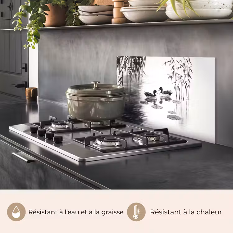 Fond de hotte - Canards - Nénuphars - Roseaux - Noirs — 2