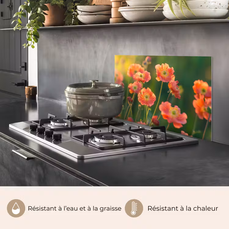 Fond de hotte - Champ de fleurs - Rayons de soleil - Orange — 2