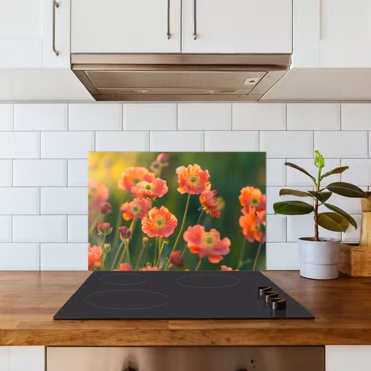 Fond de hotte - Champ de fleurs - Rayons de soleil - Orange — 3