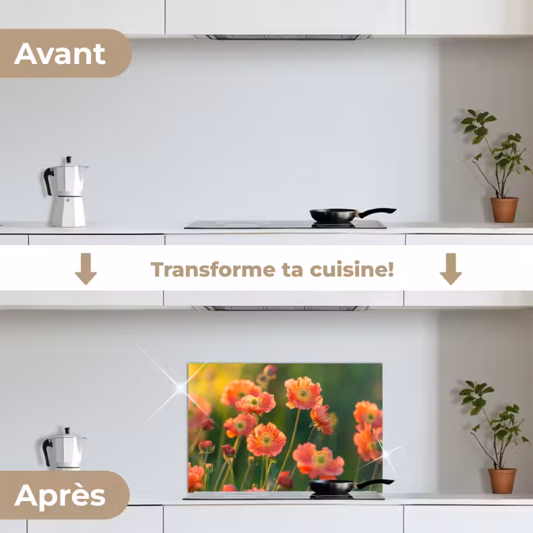 Fond de hotte - Champ de fleurs - Rayons de soleil - Orange — 7