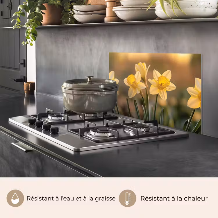 Fond de hotte - Fleurs - Jaune - Flou — 2