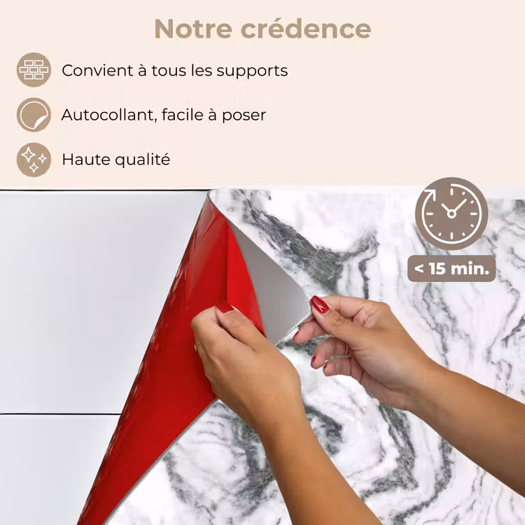 Fond de hotte - Blanc - Marbre - Ondulé - Graphite — 4