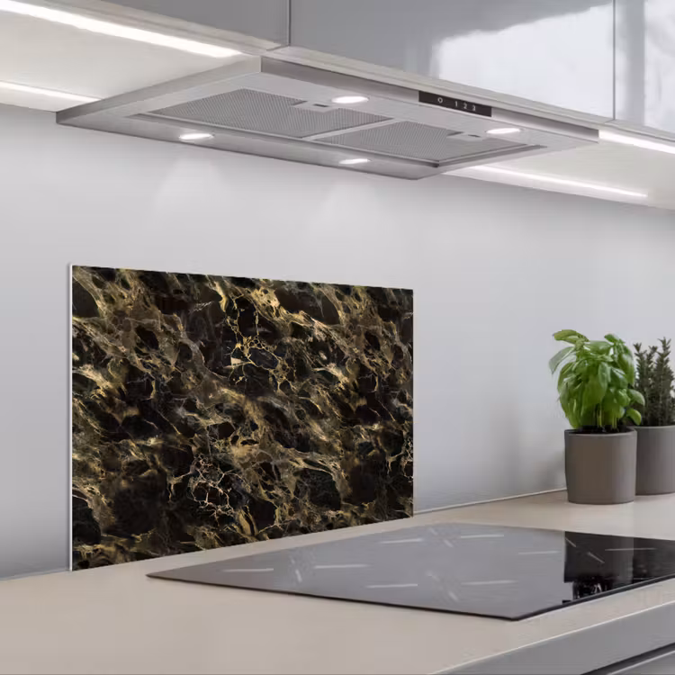 Fond de hotte - Cristal - Or - Noir - Marbre — 1