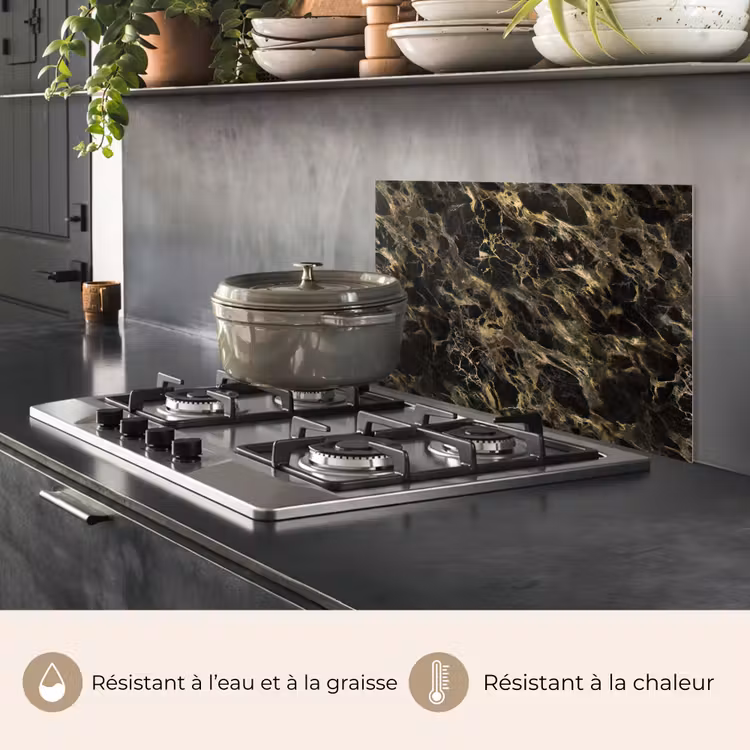 Fond de hotte - Cristal - Or - Noir - Marbre — 2