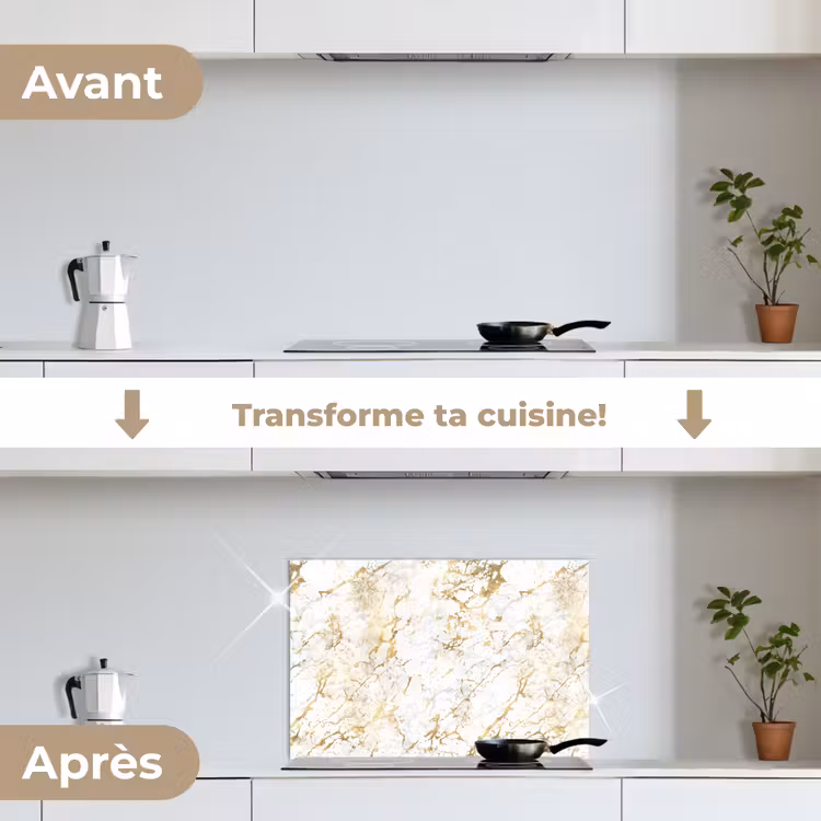 Fond de hotte - Éclats d'or - Blanc - Marbre — 7