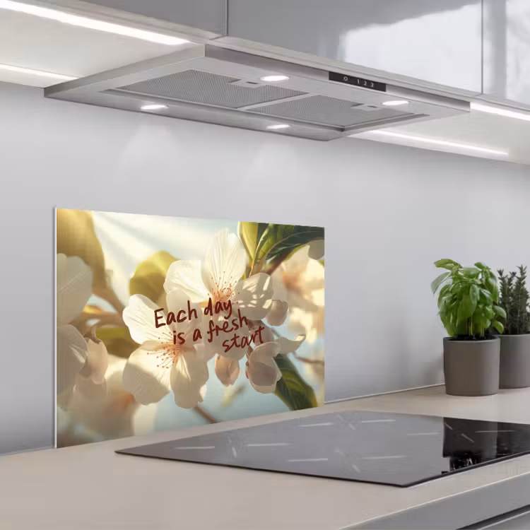 Fond de hotte - Fleurs - Lumière du soleil - Citation - Blanc — 1
