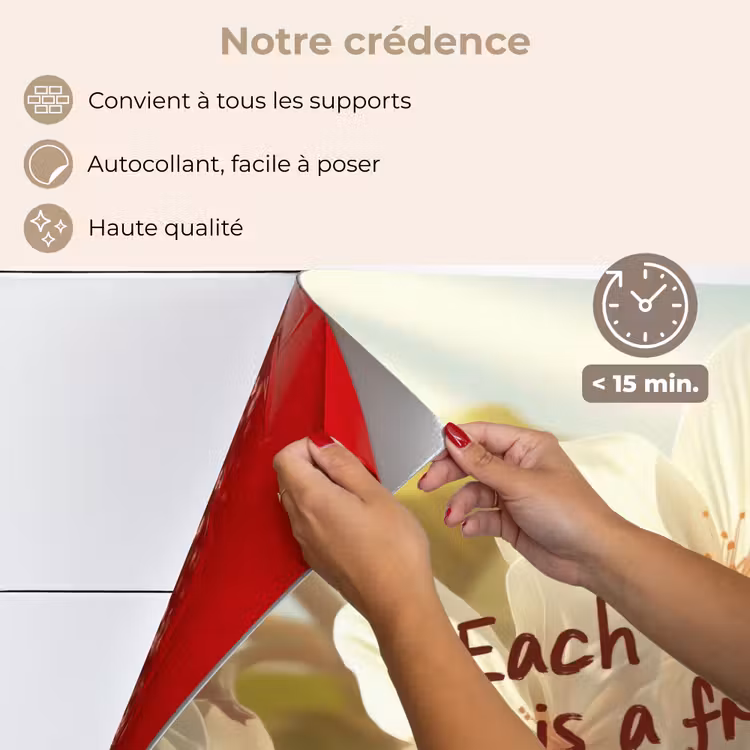 Fond de hotte - Fleurs - Lumière du soleil - Citation - Blanc — 4