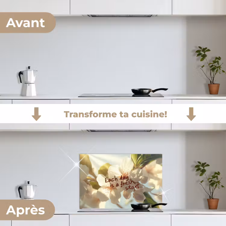 Fond de hotte - Fleurs - Lumière du soleil - Citation - Blanc — 7