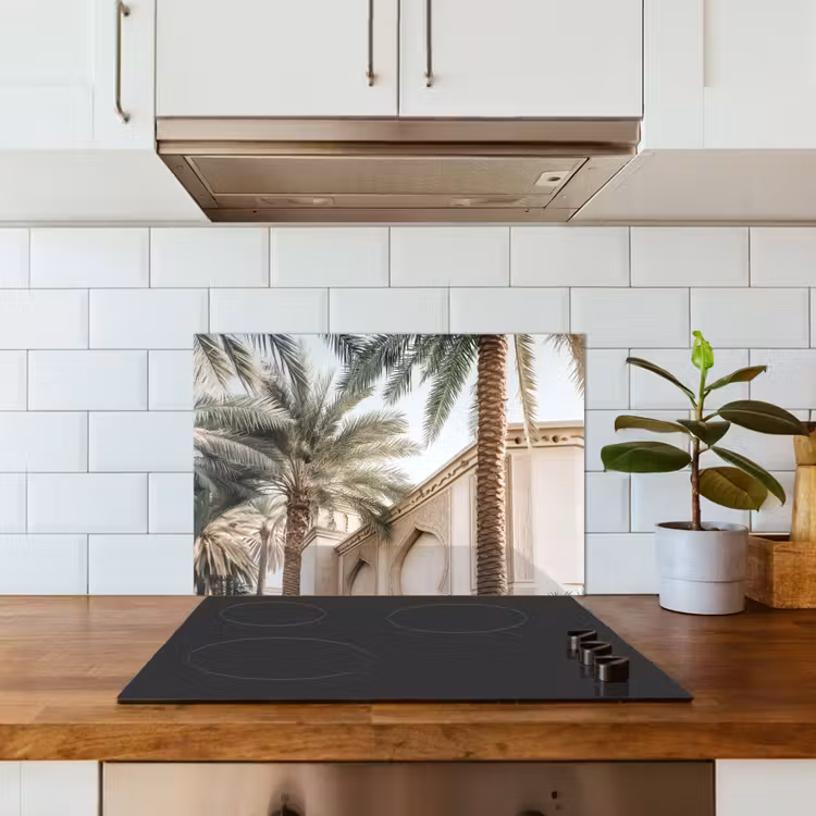 Fond de hotte - Bâtiment - Palmiers - Beige - Soleil — 3